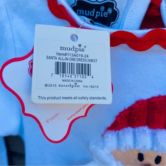 Mud Pie Girls Size 18-24 Months Santa Appliqué Christmas Dress NWT - Picture 4 of 8